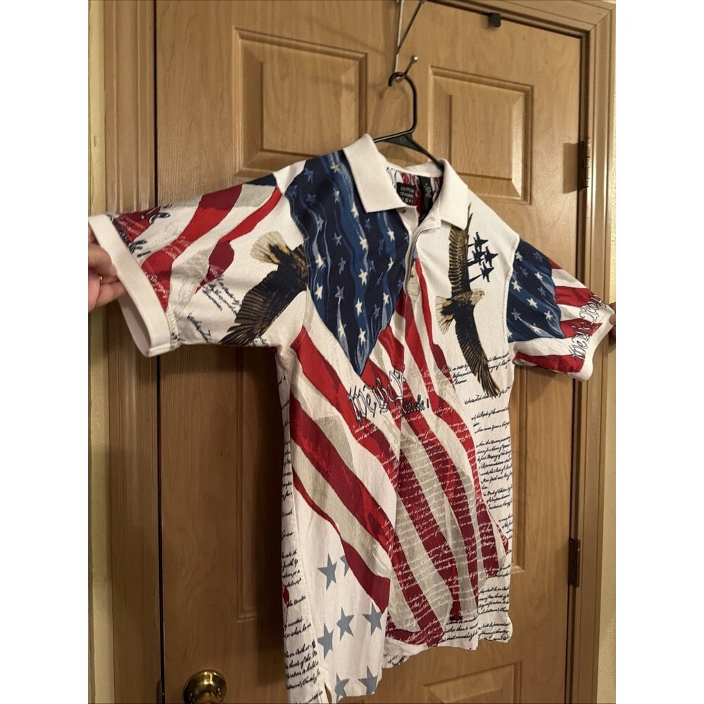 Cotton Traders Sport Polo Eagle Patriotic Front/Back Graphic Print M.Fathers Day